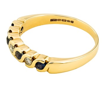 18ct gold Sapphire/Diamond half eternity Ring size R